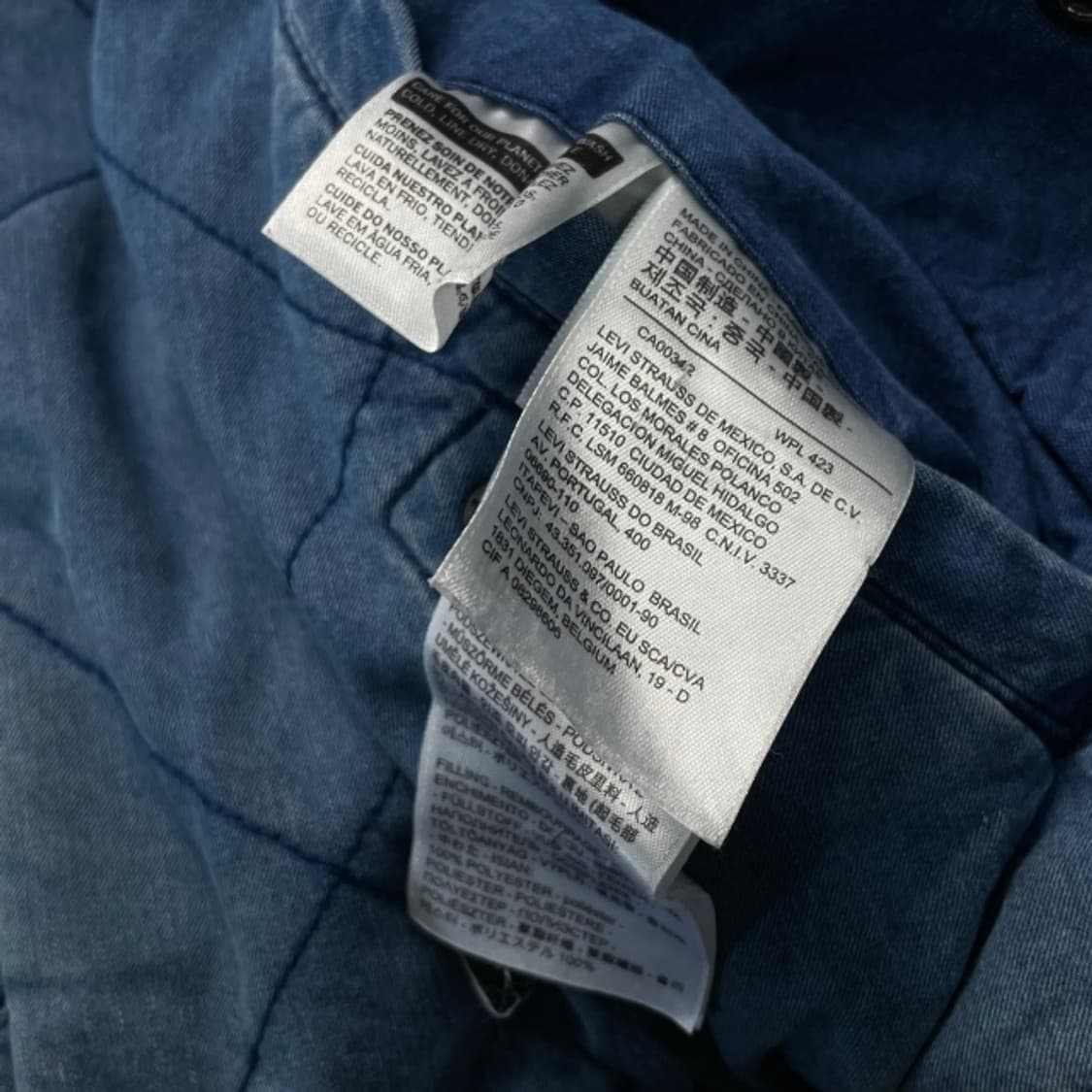 100 리바이스 리버시블 데님 퀼팅 후리스 자켓 상품이미지4