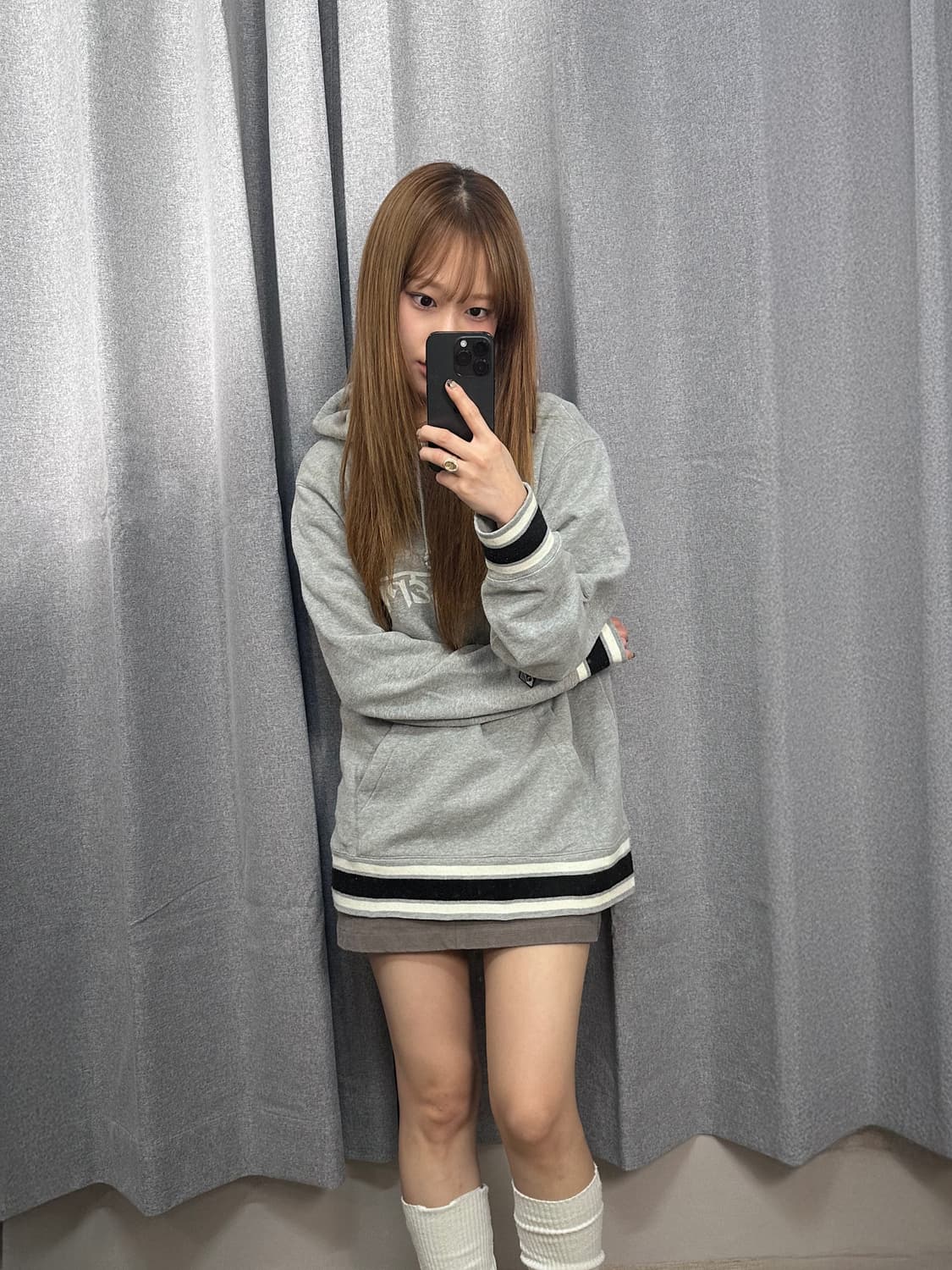 [정품]히스테릭글래머 타이포 리브 로고 후드티 그레이 상품이미지3