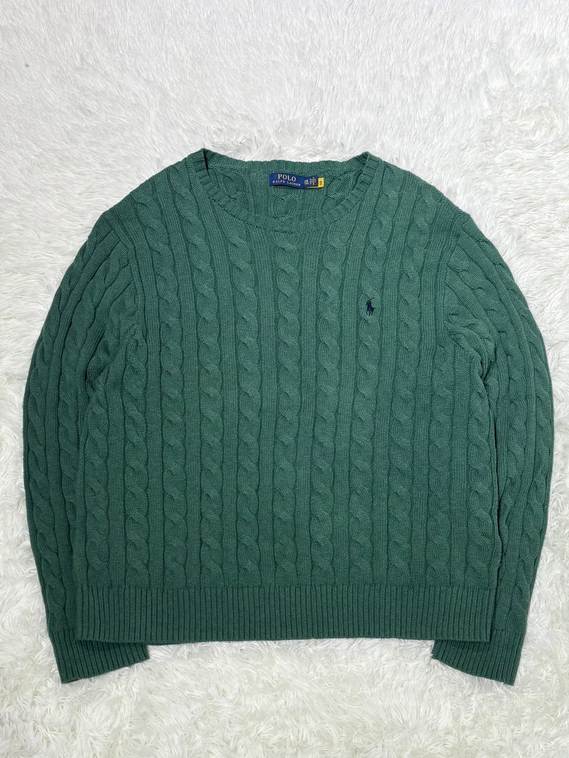폴로 그린 포니 오버핏 꽈배기 니트 상품이미지3