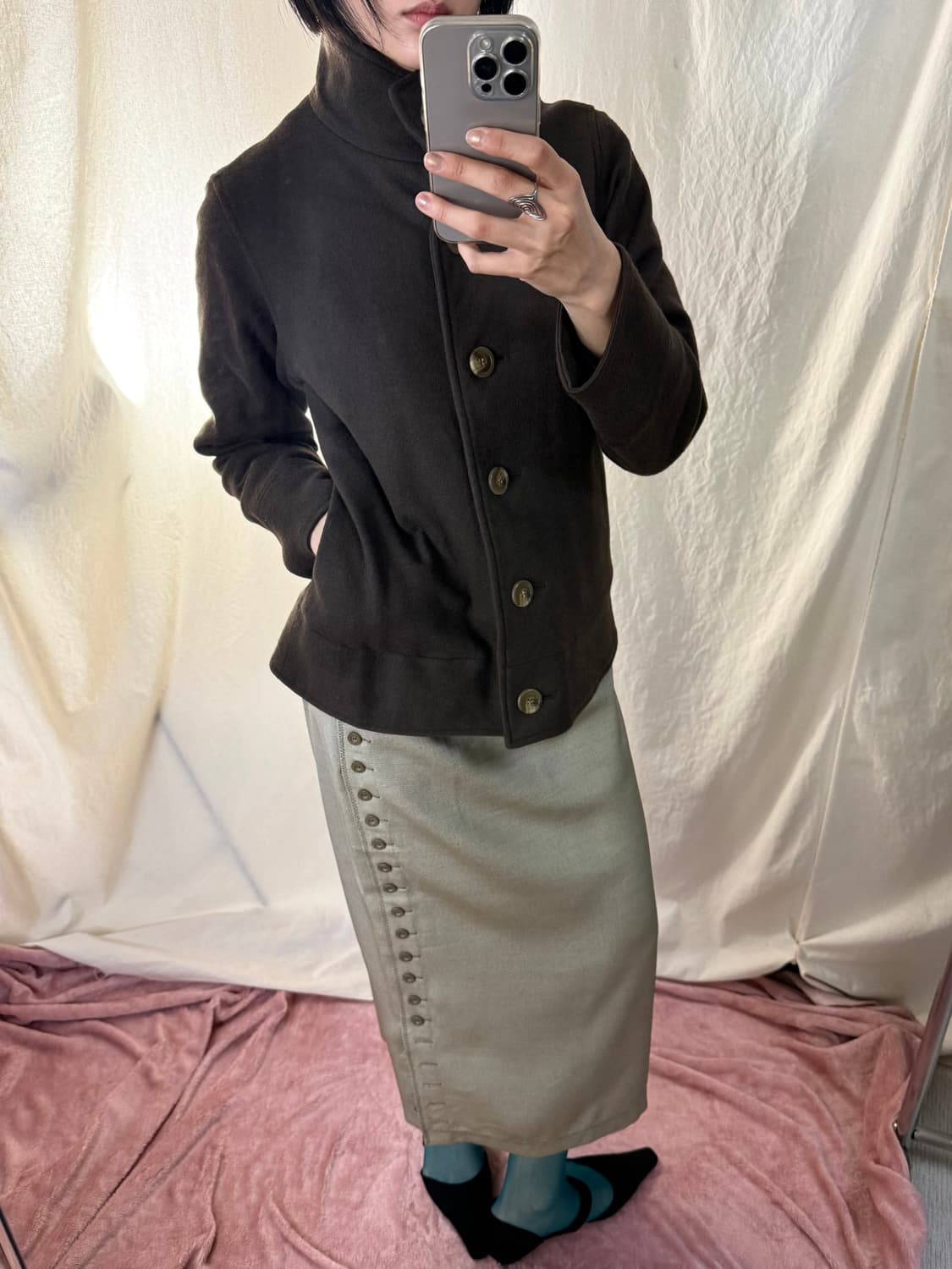 Hitomi Hiroshima 퀼티드 하이넥 자켓 상품이미지2