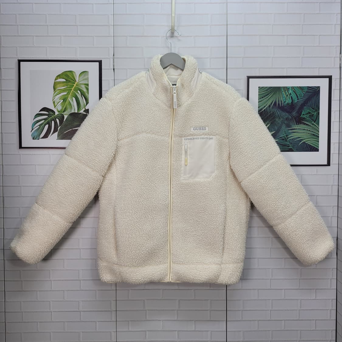 게스 뽀글이 스탠넥 후리스 집업 자켓 남여공용 M 사이즈 상품이미지1