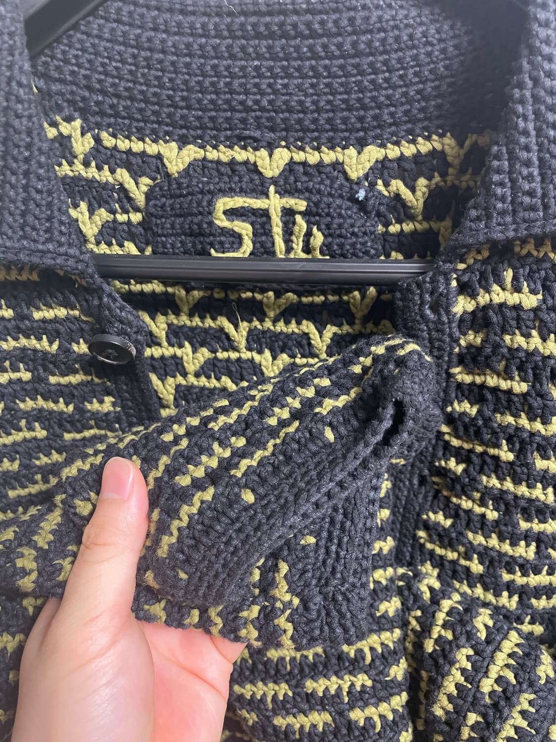 stu 핸드메이드 카라 가디건 그린 os 상품이미지4