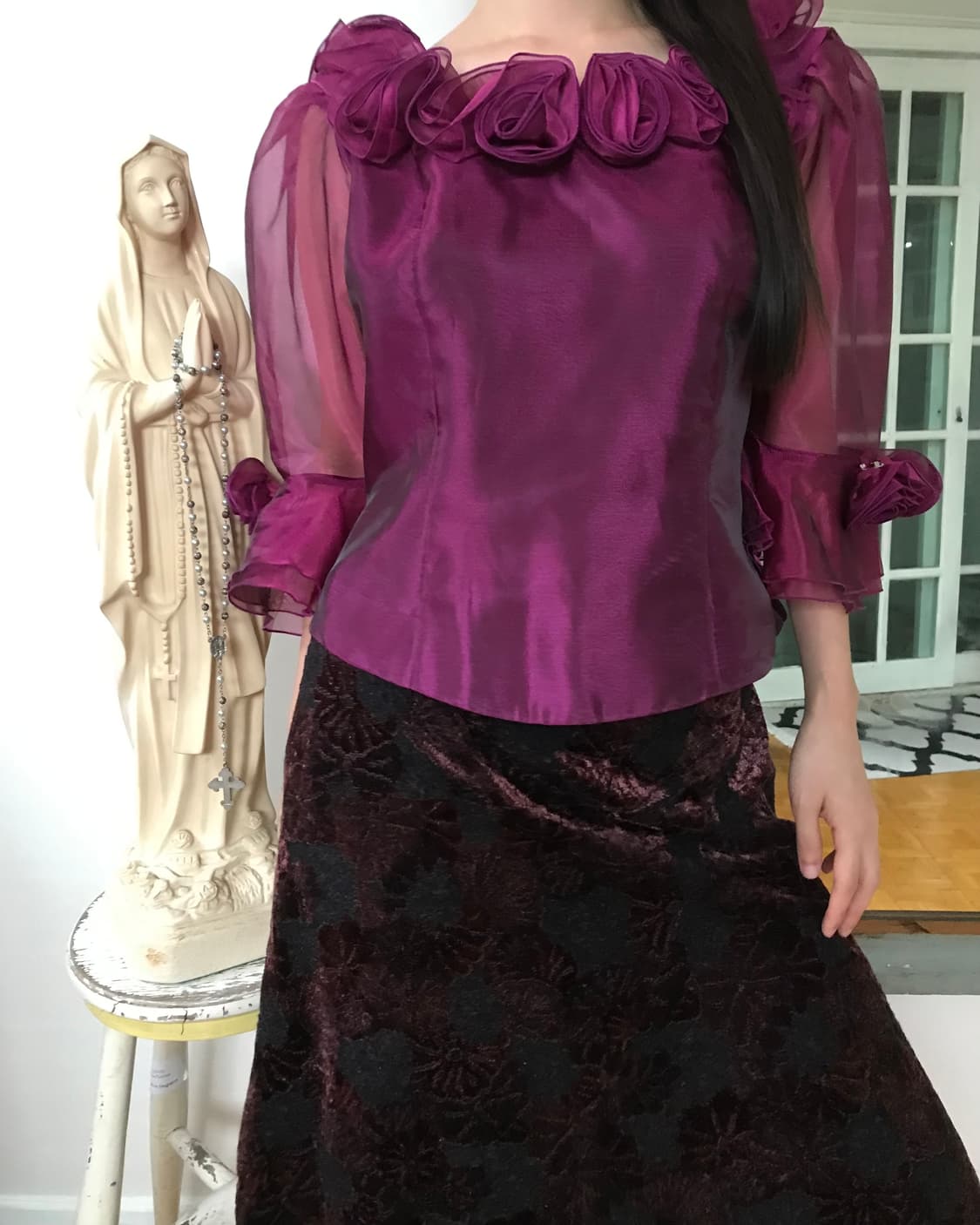vintage rose organza blouse 상품이미지2