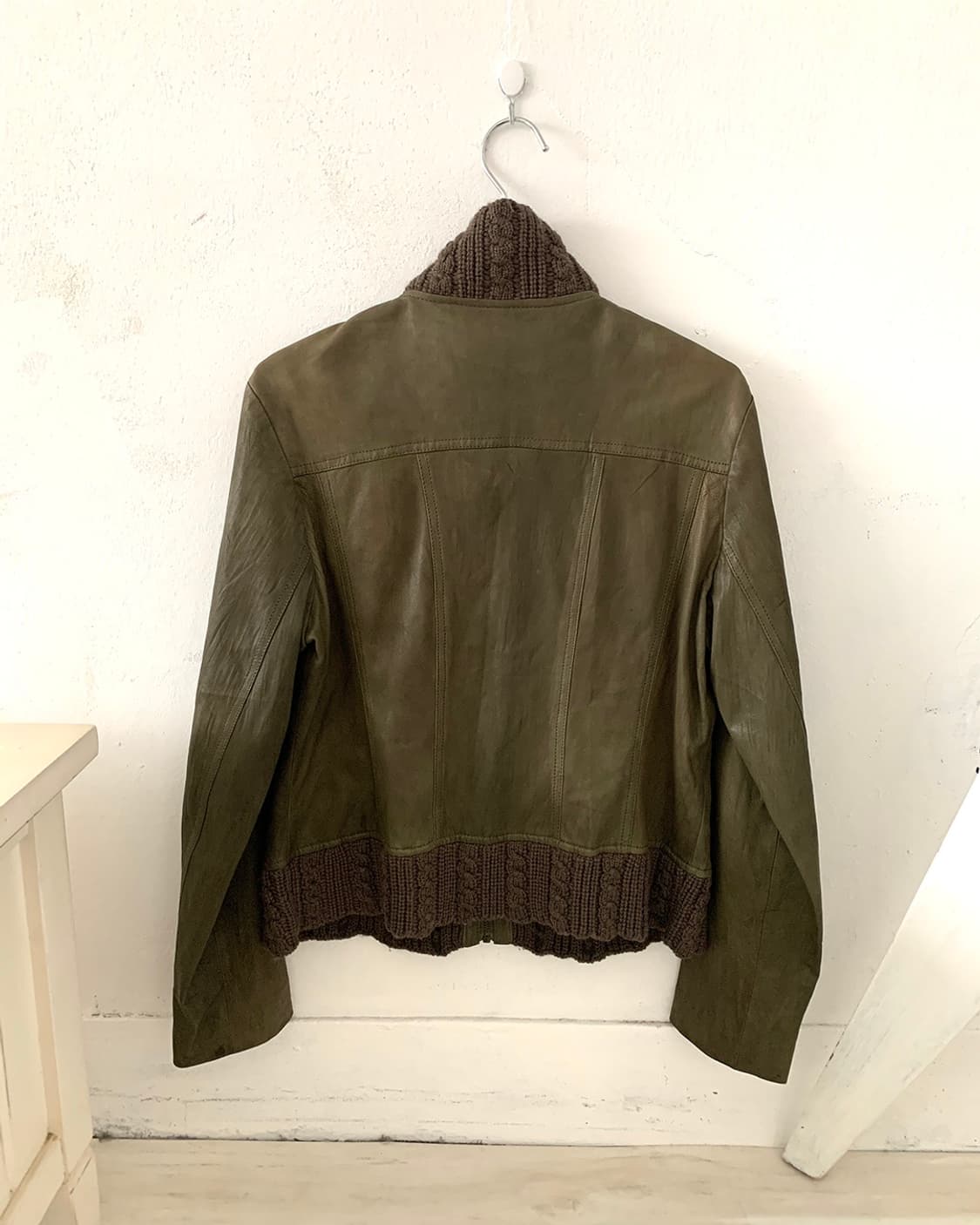 Khaki goatskin leather jacket 상품이미지10