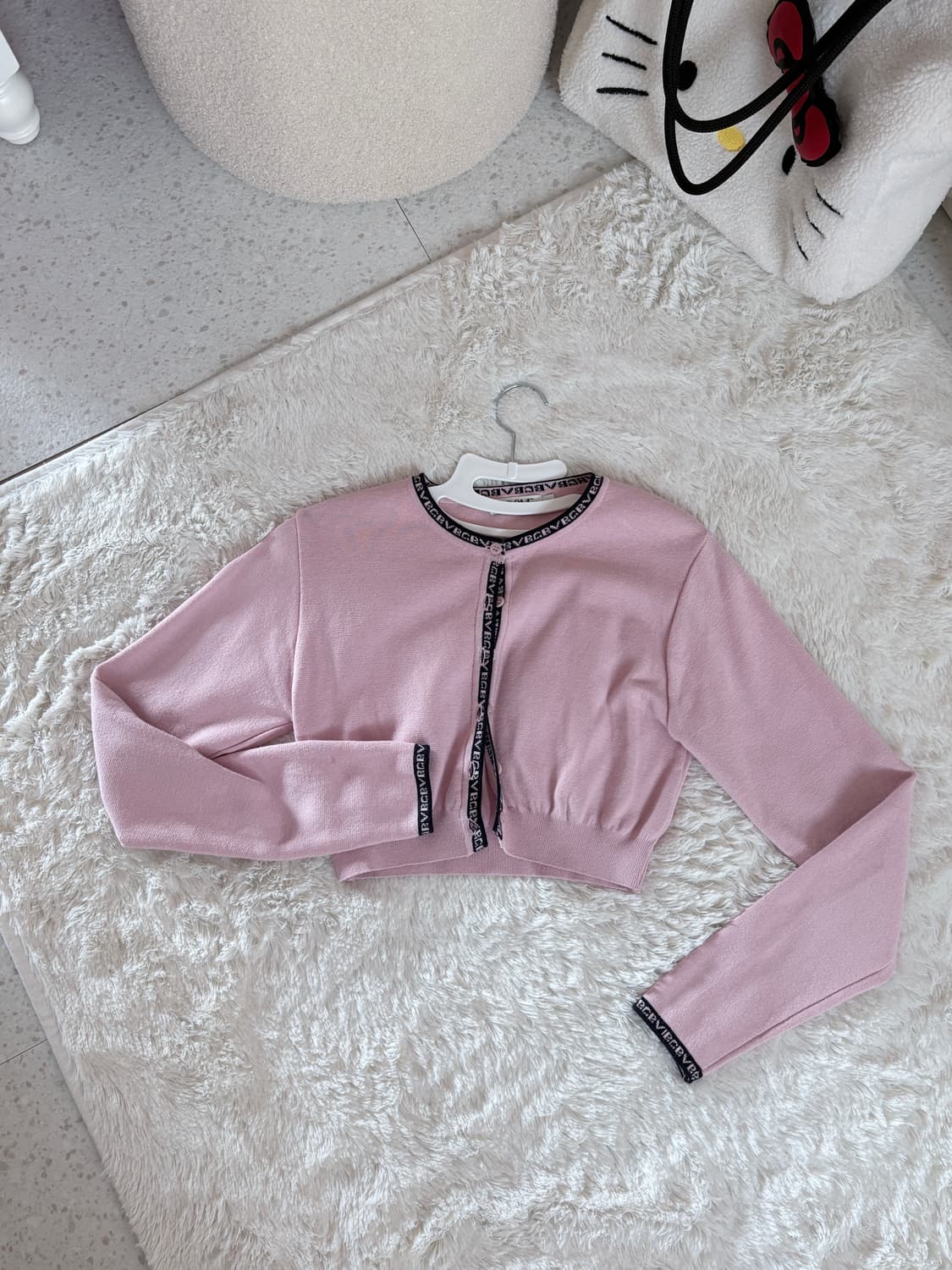  그로브 유니스 크롭 가디건 핑크 상품이미지2