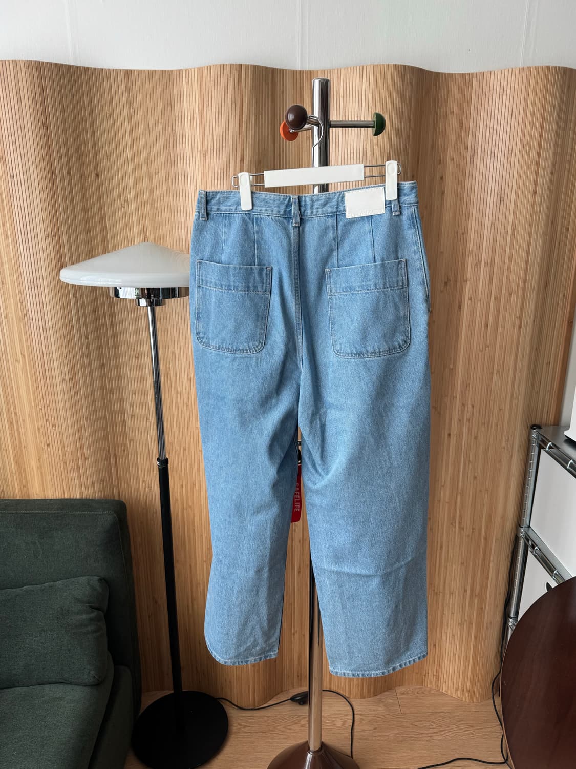 [정품/BEAKER] 비이커 연청 와이드 핀턱 데님 팬츠 (실착2회) 상품이미지7