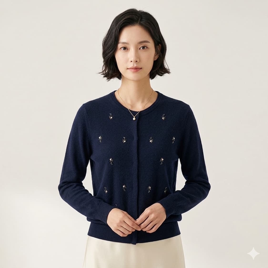 💙 빈폴 네이비 비즈 포인트 니트 가디건 90 (55~슬림66) | 단 상품이미지1