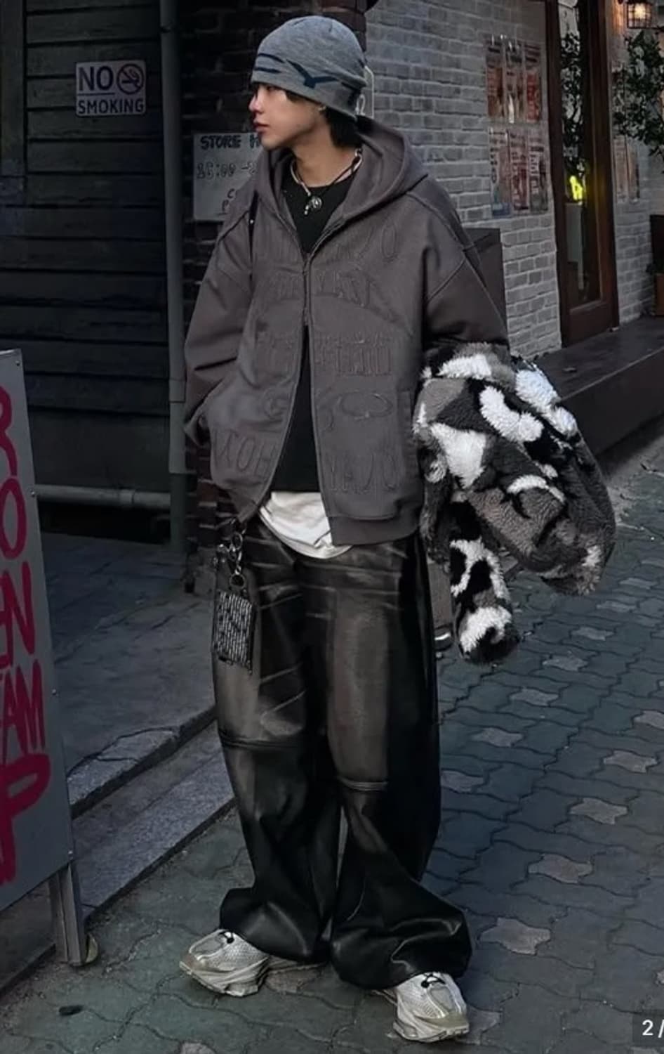 아조바이아조 로고후드집업 챠콜 XL 상품이미지5