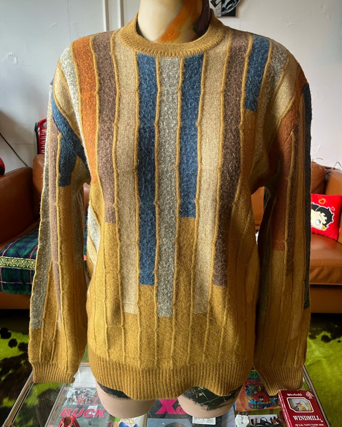 1980-90s Italian Old Color Block Knit 상품이미지2