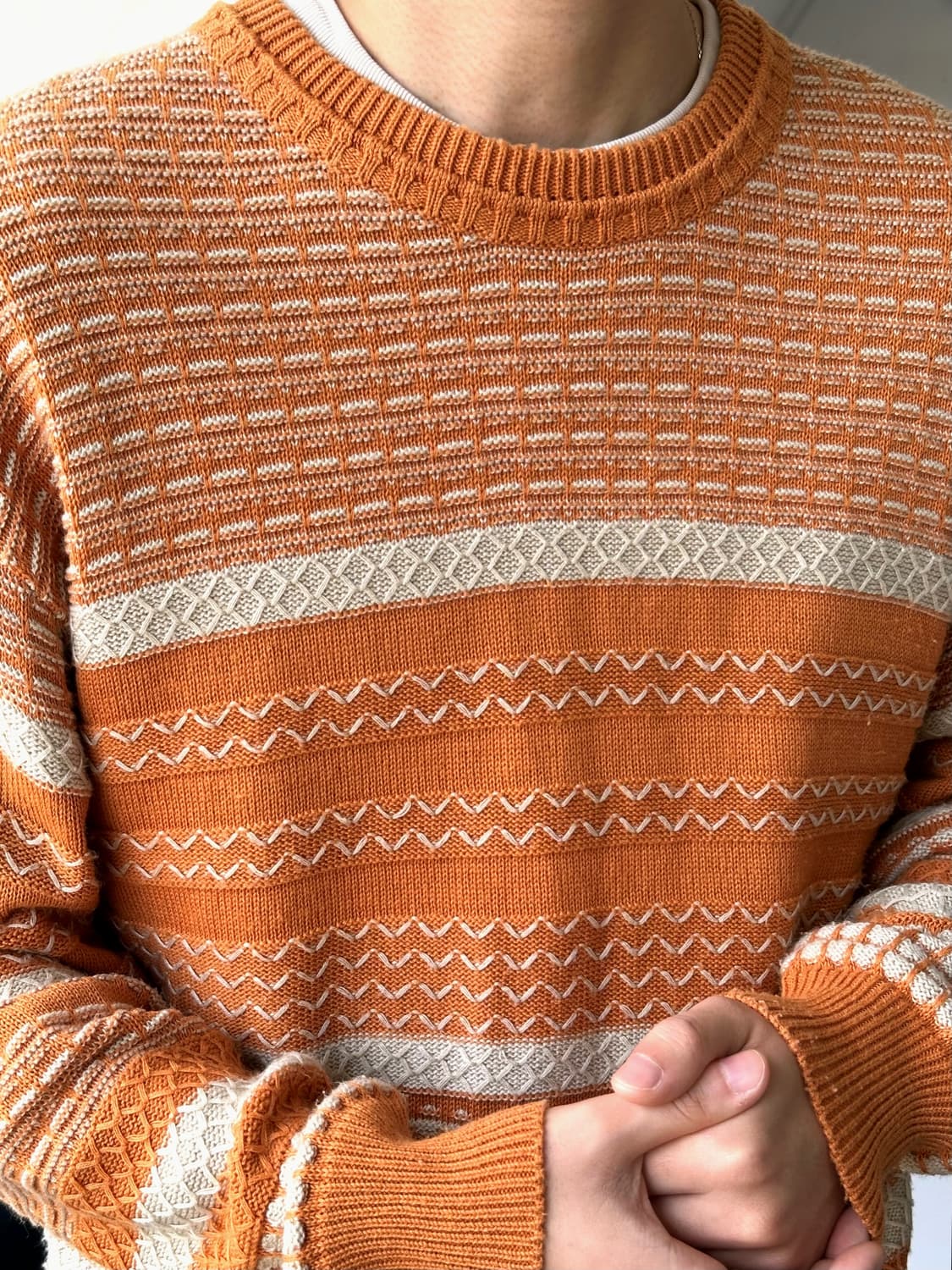 Multi patterned stitch crew neck knit 상품이미지5