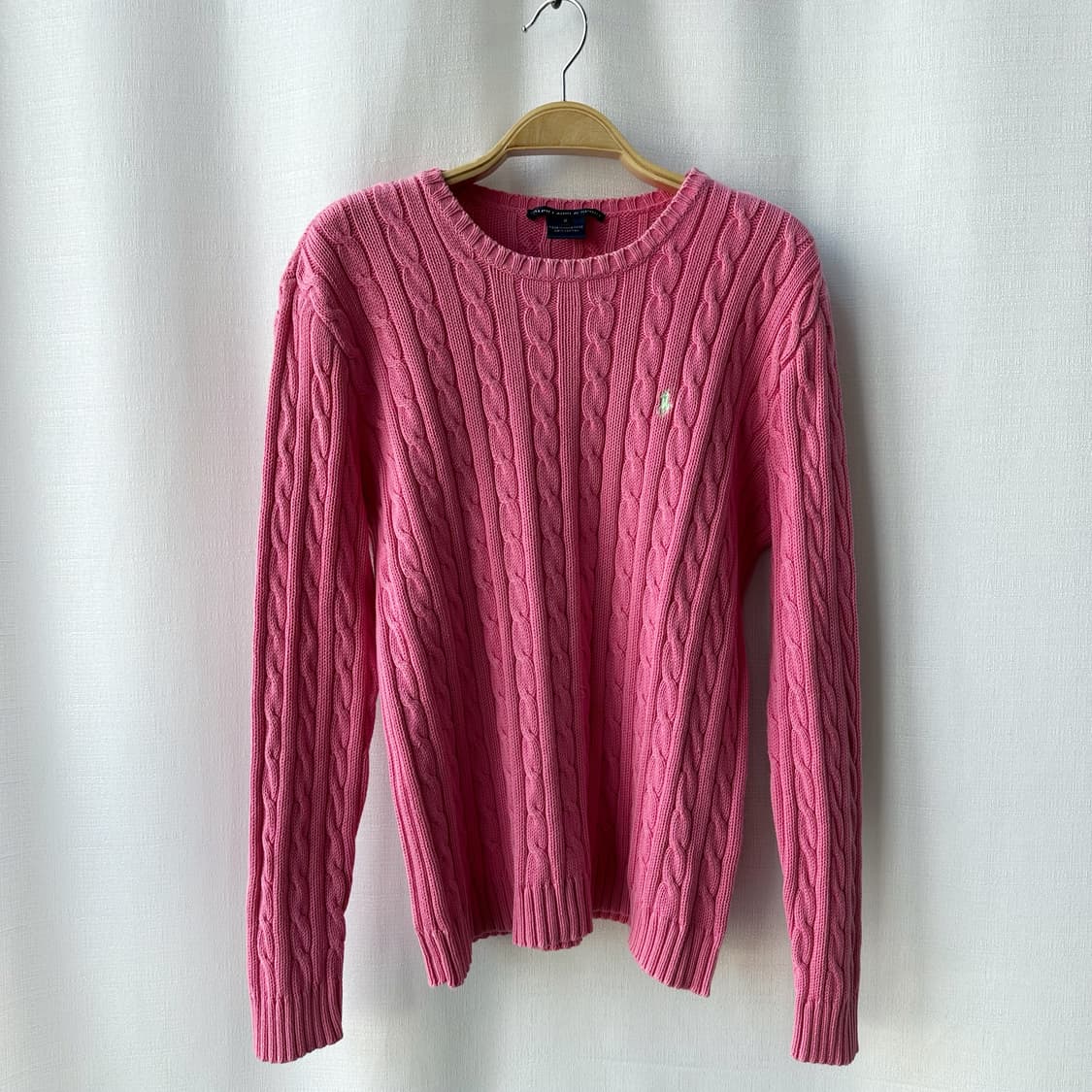 랄프로렌 스포츠 케이블 니트 코튼 스웨터 핑크 M 상품이미지1