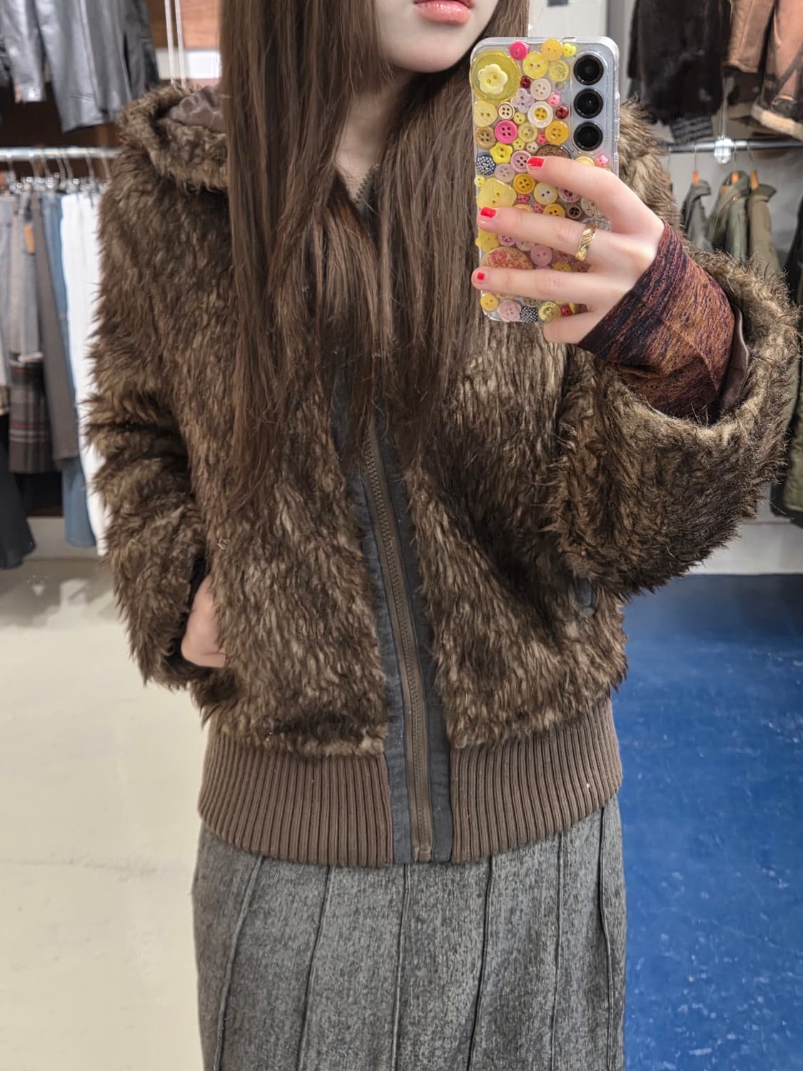 massive Y2K 갸루 플리스 후드 자켓 상품이미지5