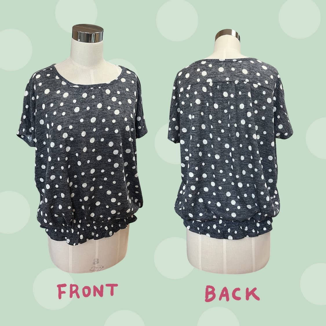 빈티지 다크그레이 벌룬핏 땡땡이 티셔츠 상품이미지4
