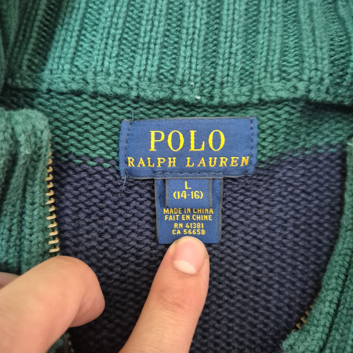 폴로 랄프로렌 옐로우포니 그린 스트라이프 니트집업 상품이미지5