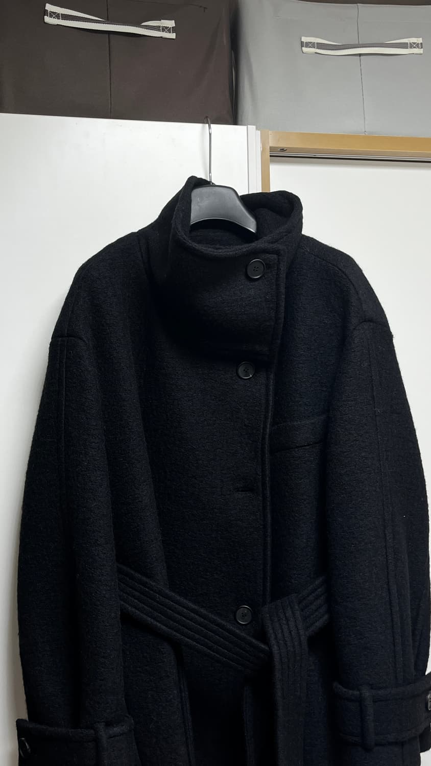 루에브르 하이넥 롱코트 블랙 S 상품이미지1