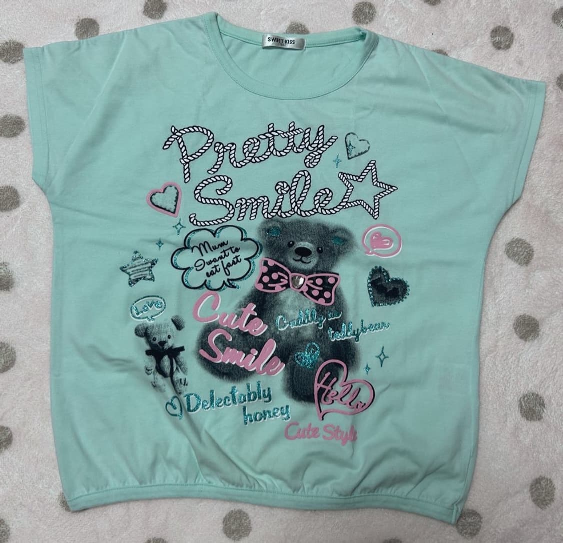 민트 테디베어 반팔 y2k 상품이미지1