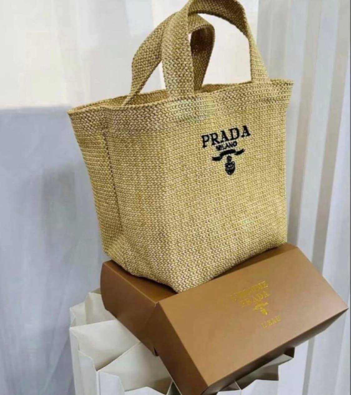  프라다뷰티 르옴므 에코백 네트백 브라운  상품이미지6
