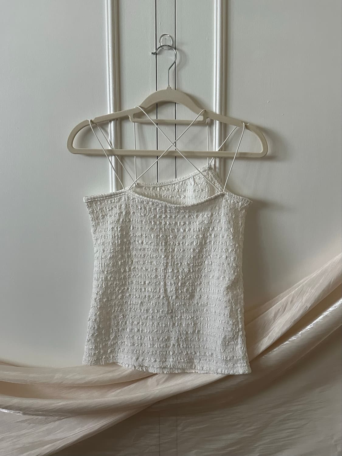 white unbalanced smoke sleveless 상품이미지10