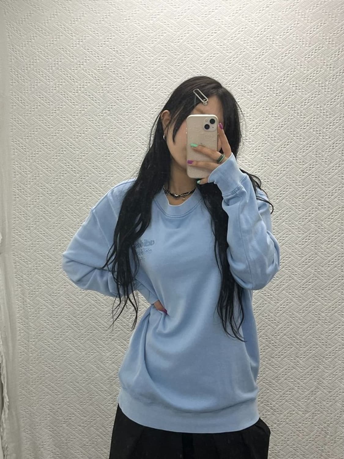 아디다스 트리플 로고 여리 파스텔블루 맨투맨 스웻셔츠 XL C06743 상품이미지1