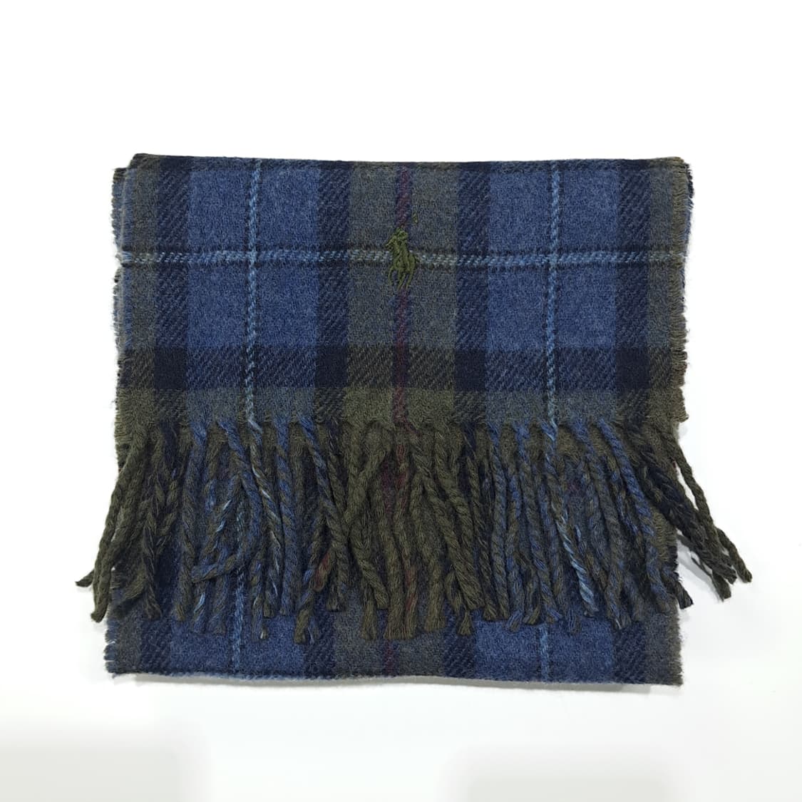 MX331 폴로 랄프로렌 타탄체크 그레이 양면 버진울 목도리 머플러 상품이미지7