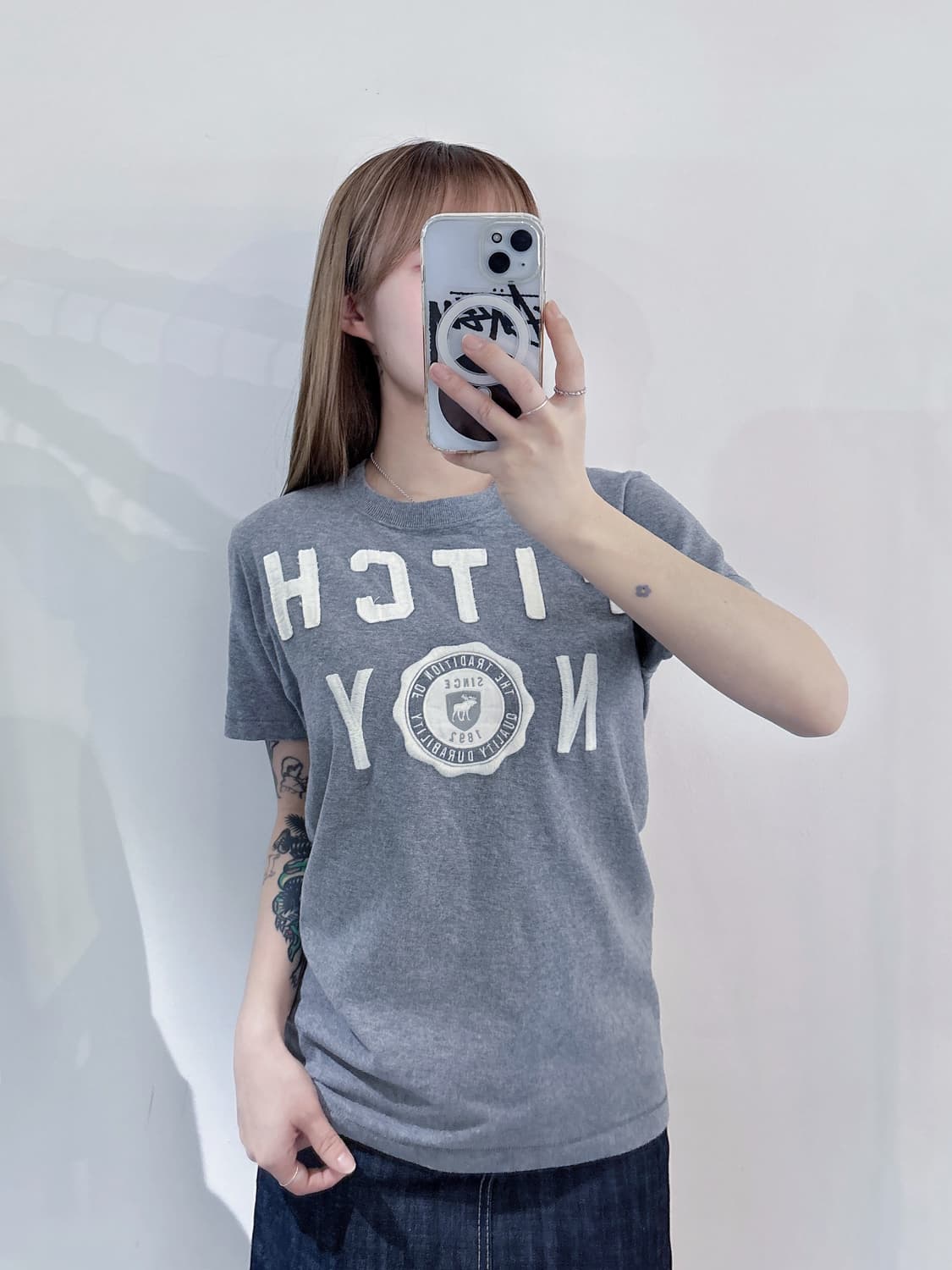 아베크롬비 빅로고 그레이 반팔 상품이미지1