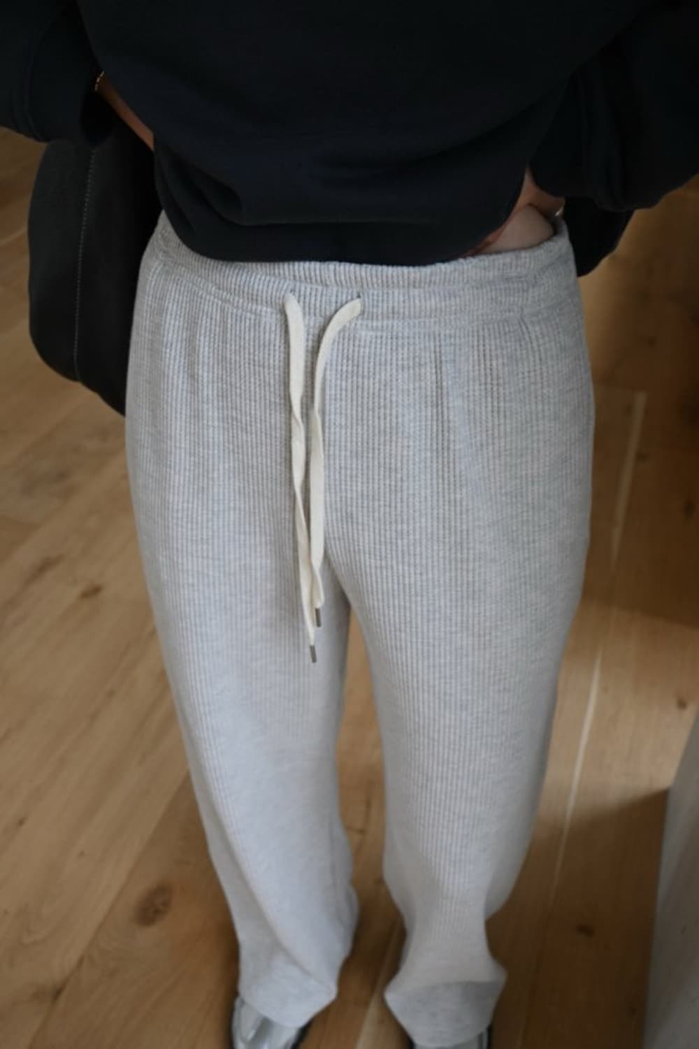 와플와이드팬츠 블랙 상품이미지5