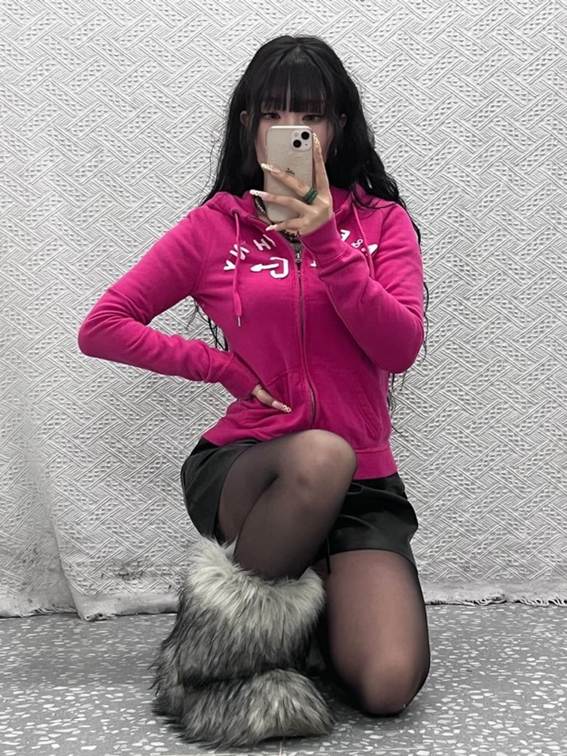 아베크롬비 Y2K 00's 키치 갸루 핫핑크 후드집업 S C09973 상품이미지1