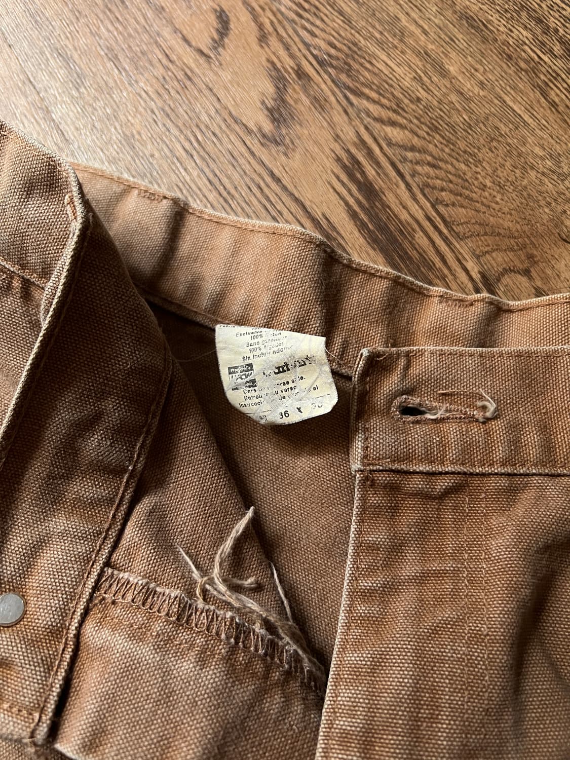 [36]칼하트 USA Made 빈티지 워싱 브라운 싱글니 카펜터 워크팬츠 상품이미지4