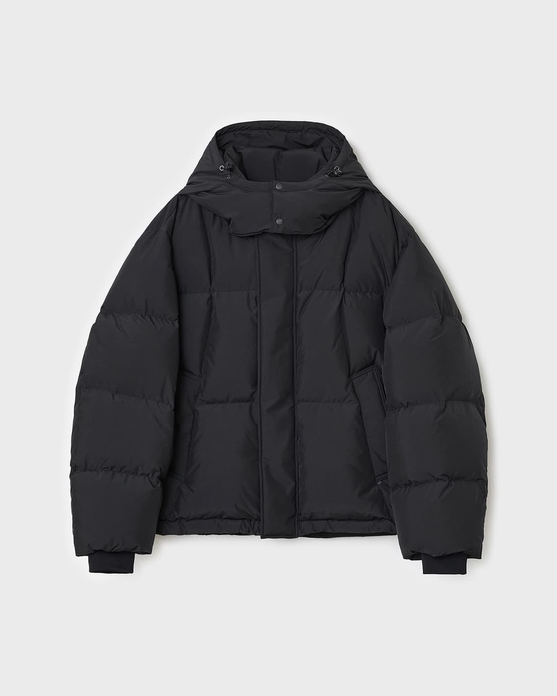 벨리에 크로스 라인 후디드 구스 다운 - 블랙 상품이미지1