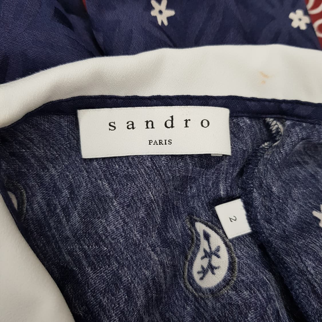 산드로 sandro 페이즐리 패턴 네이비 블라우스 2사이즈 상품이미지6