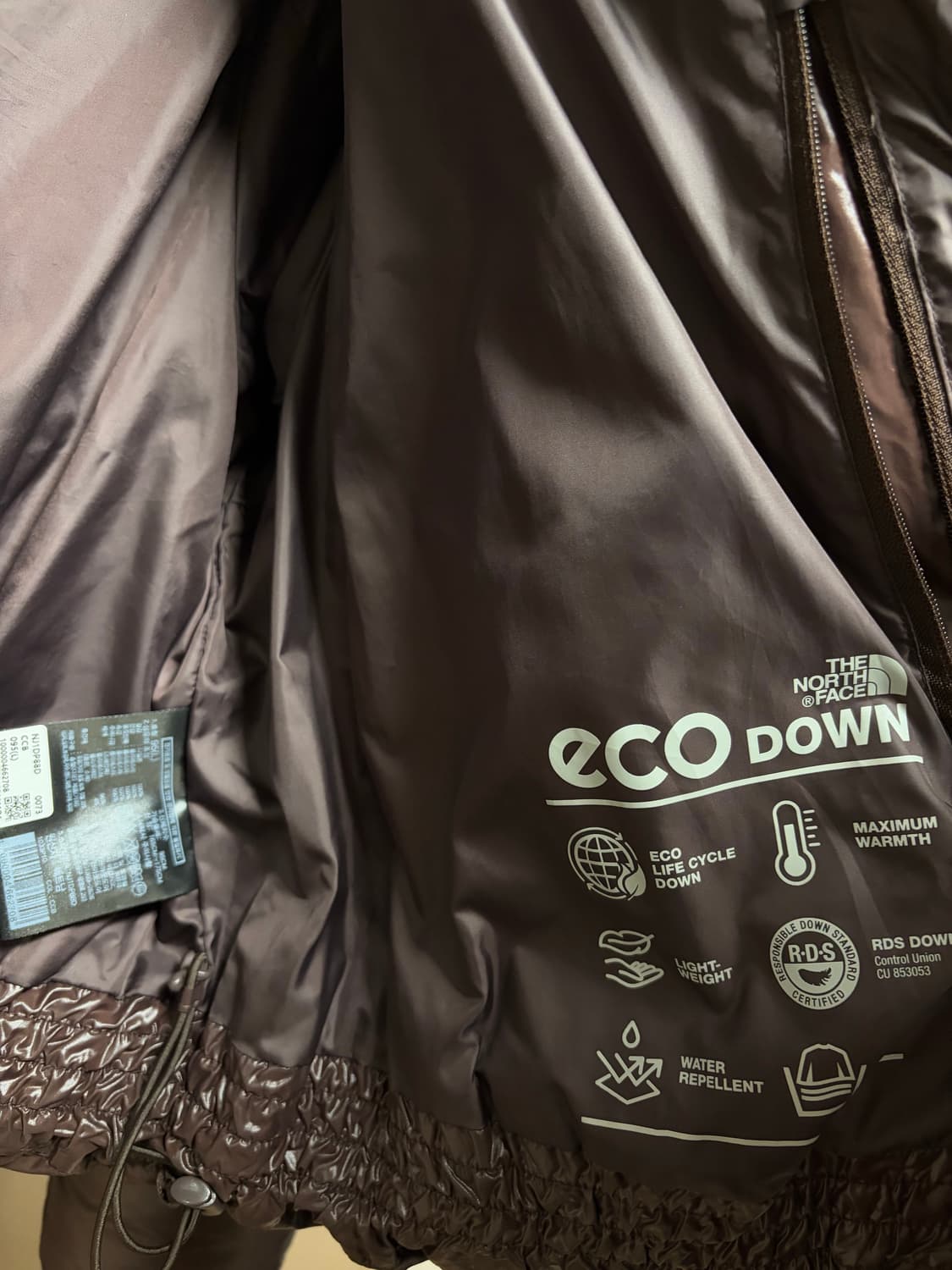 노스페이스 글로시 다운 패딩 브라운 상품이미지8