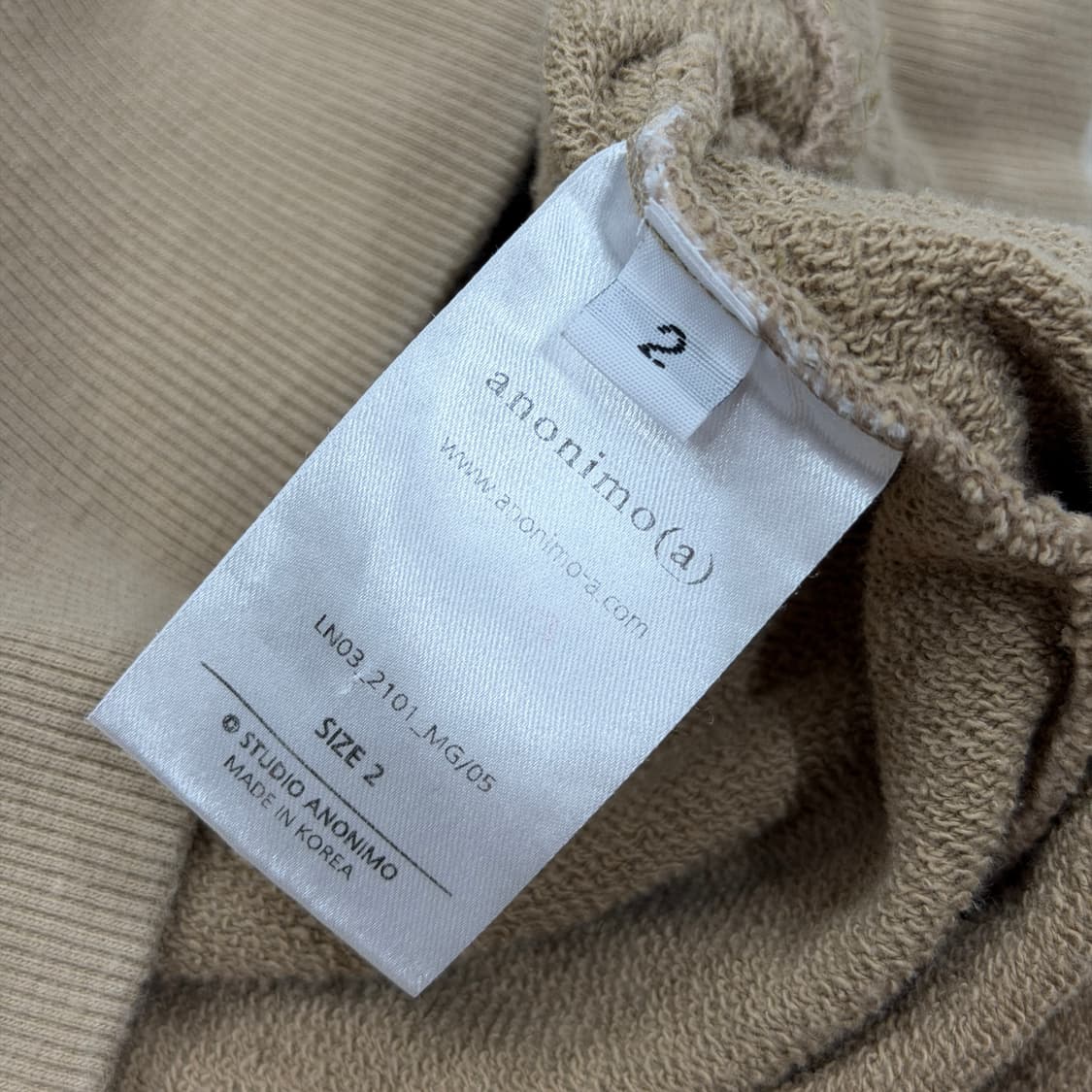 아노니모아노니마 패치워크 스웻 후드티 베이지 2 상품이미지6