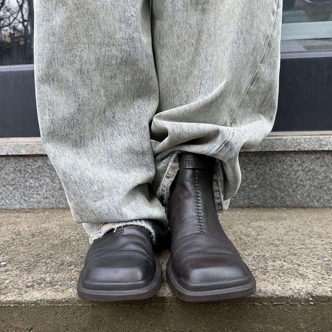00s 디젤 스퀘어토 가죽 부츠 상품이미지7