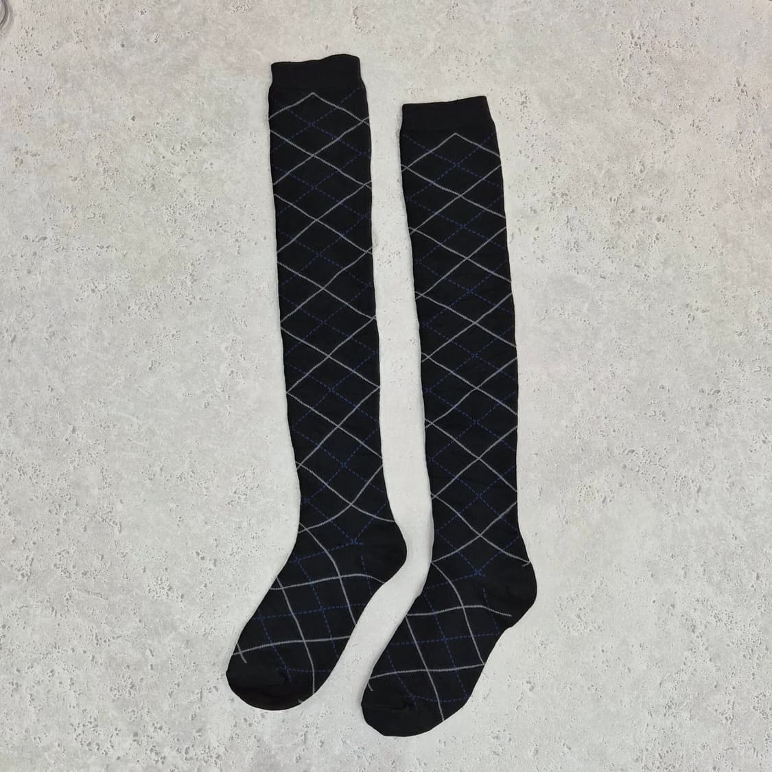 블랙 아가일 체크 오버니삭스 상품이미지1