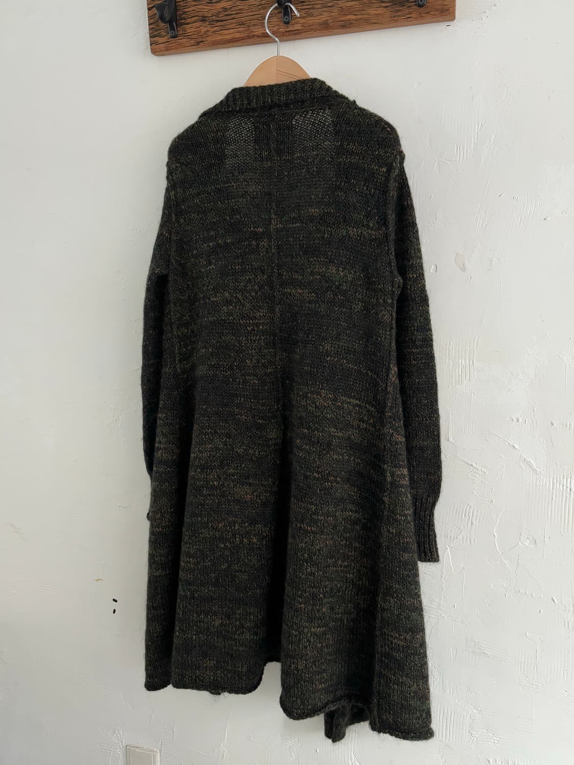 Y’s 요지야마모토 카키 모헤어 롱 오픈 가디건 상품이미지10