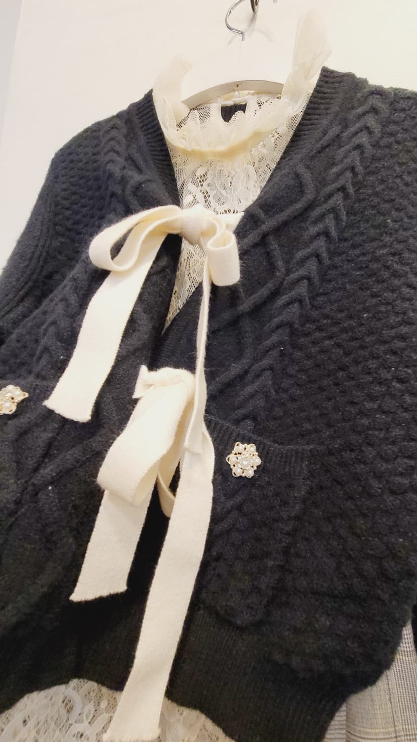 시스템 리본 케이블 가디건.보브 언발체크스커트 상품이미지4