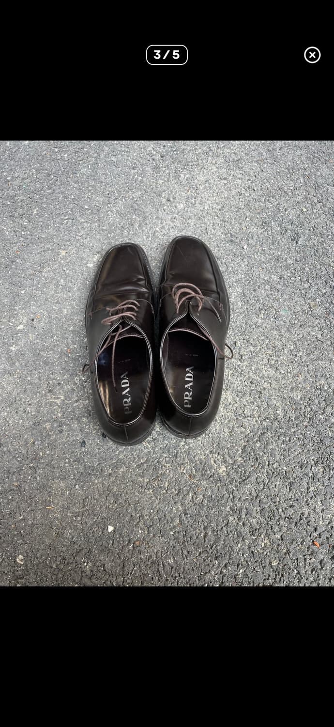 Prada 브라운 세미 스퀘어토 더비 상품이미지3