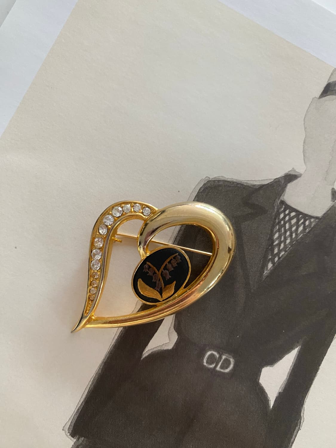 빈티지 하트 스톤 브로치 상품이미지5