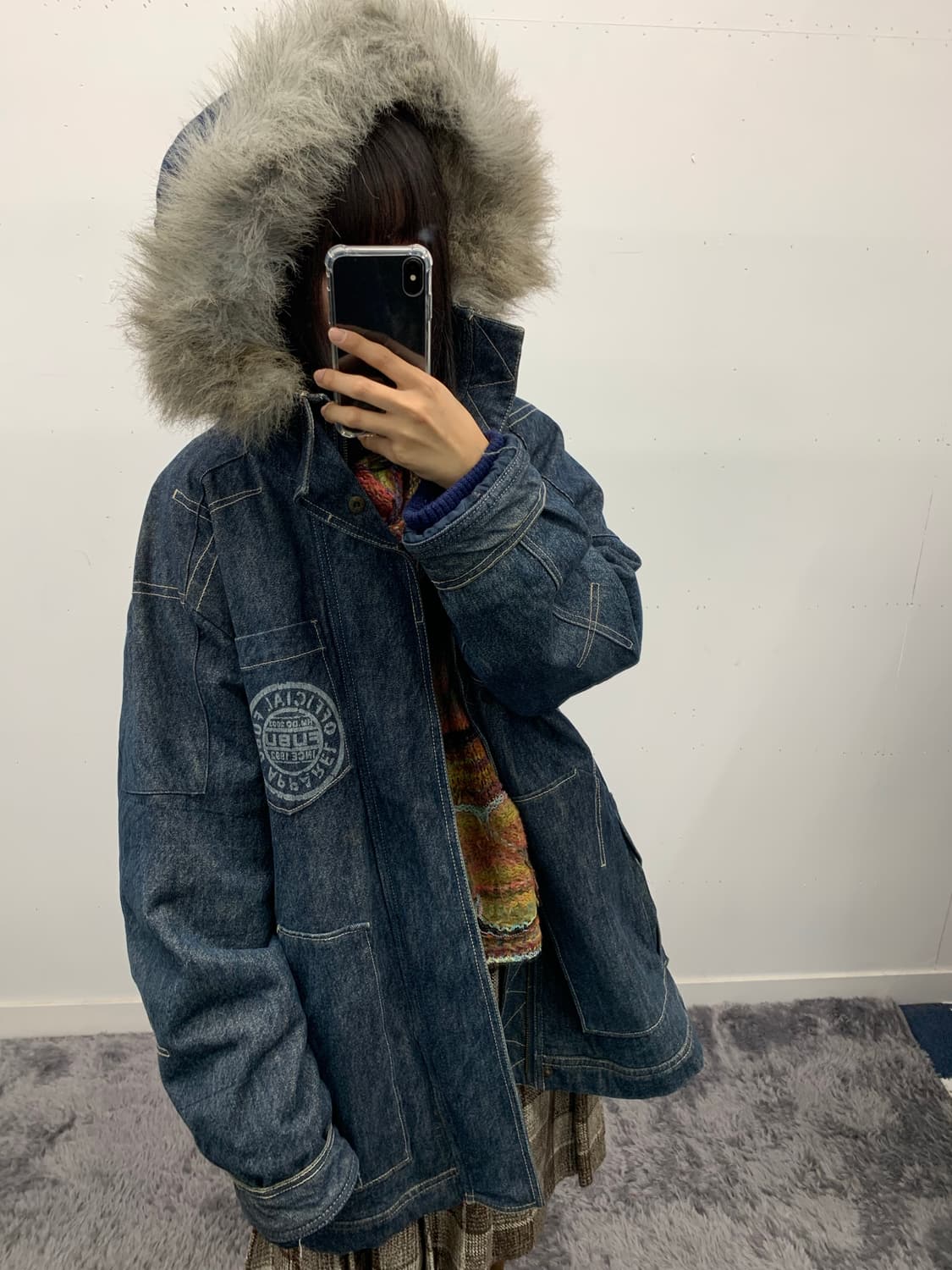 후부 퍼후드 헤비 데님 자켓 상품이미지2