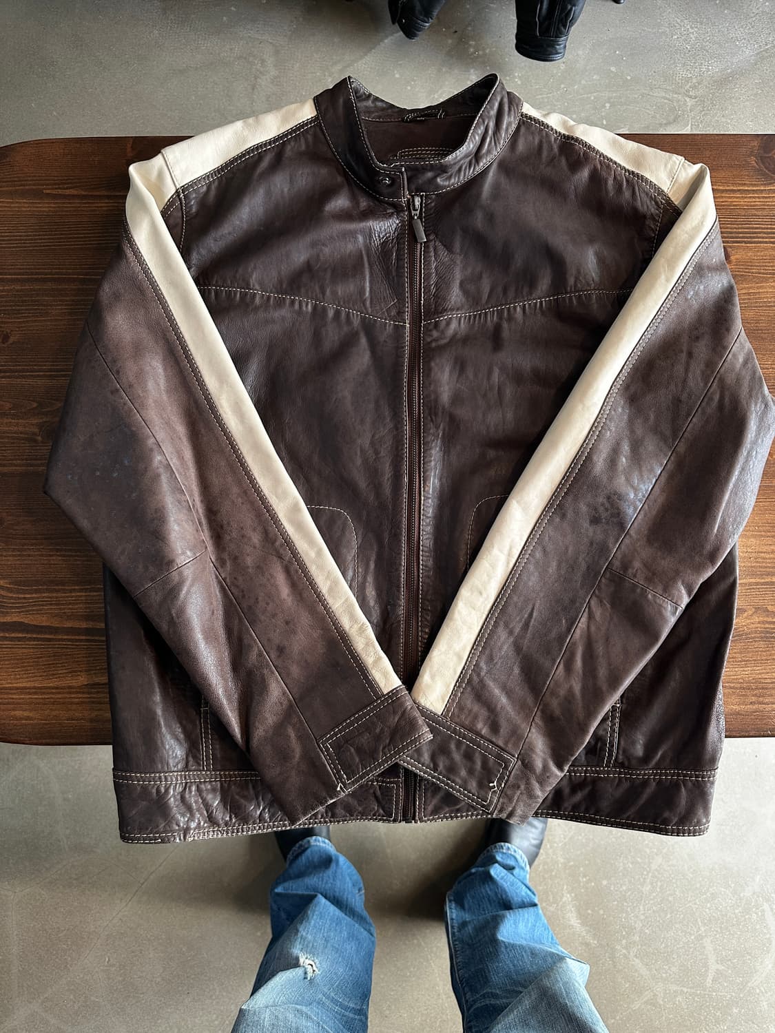 빈티지 리얼 레더 싱글 라이더 자켓 상품이미지1