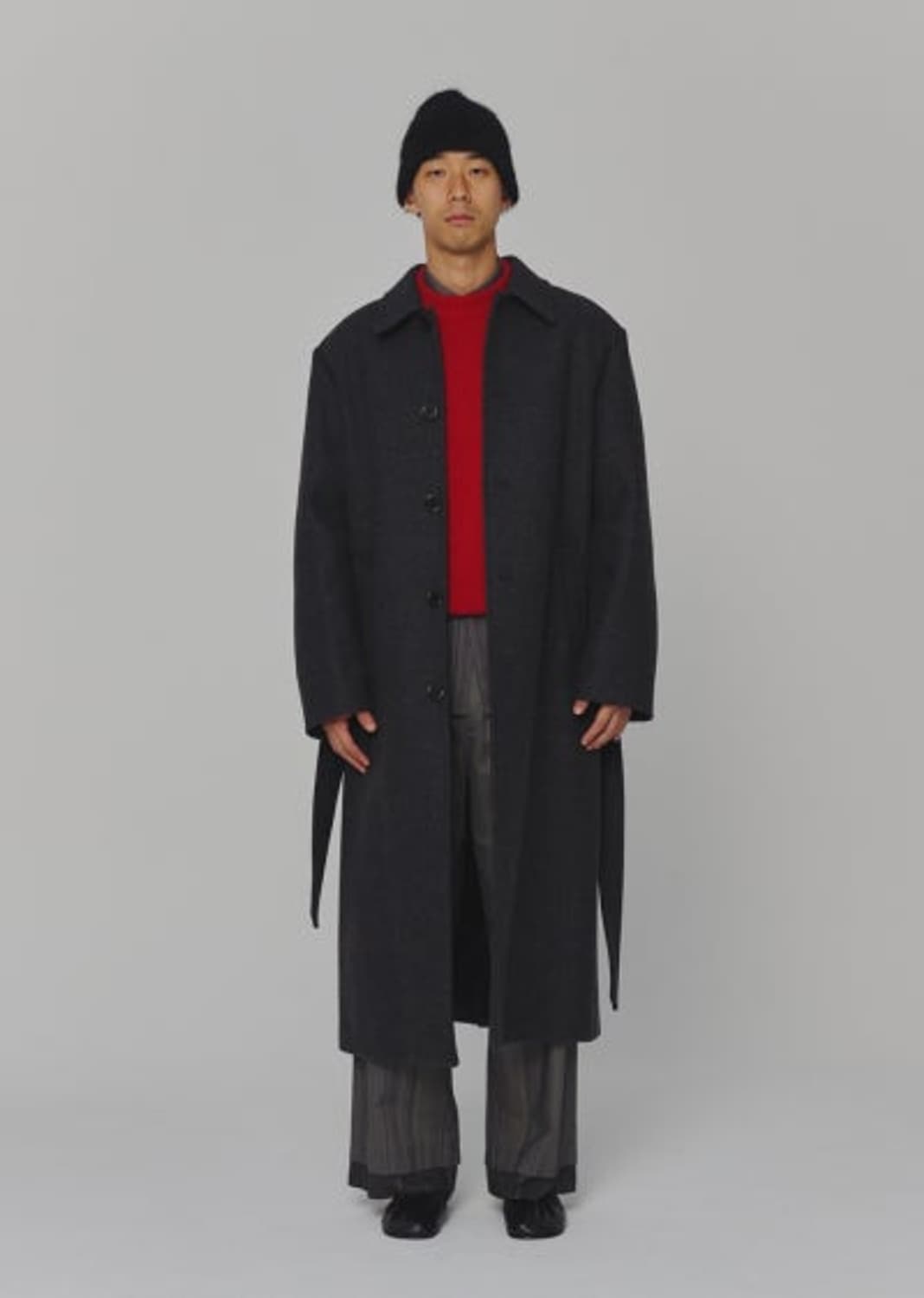 아모멘토 싱글 롱 코트 차콜 상품이미지1