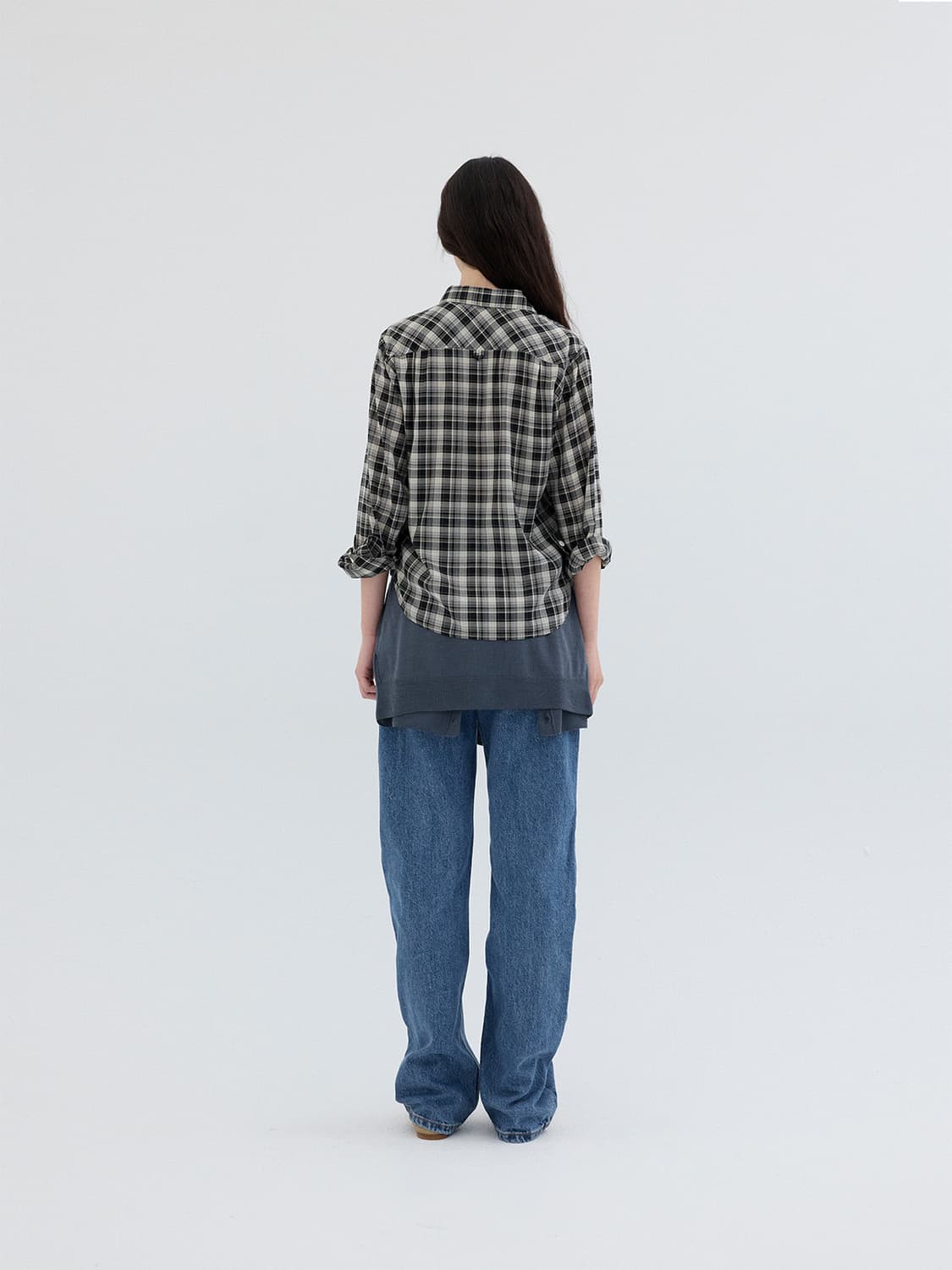 리플레인 COTTON BLEND CHECK SHIRT_BLACK 상품이미지5