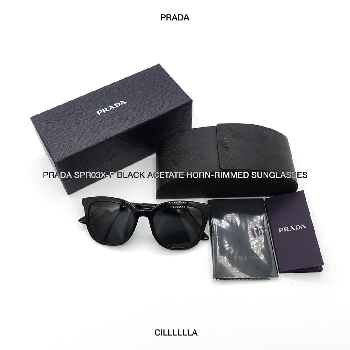 Prada 프라다 SPR03X-F 블랙 아세테이트 뿔테 선글라스 상품이미지1