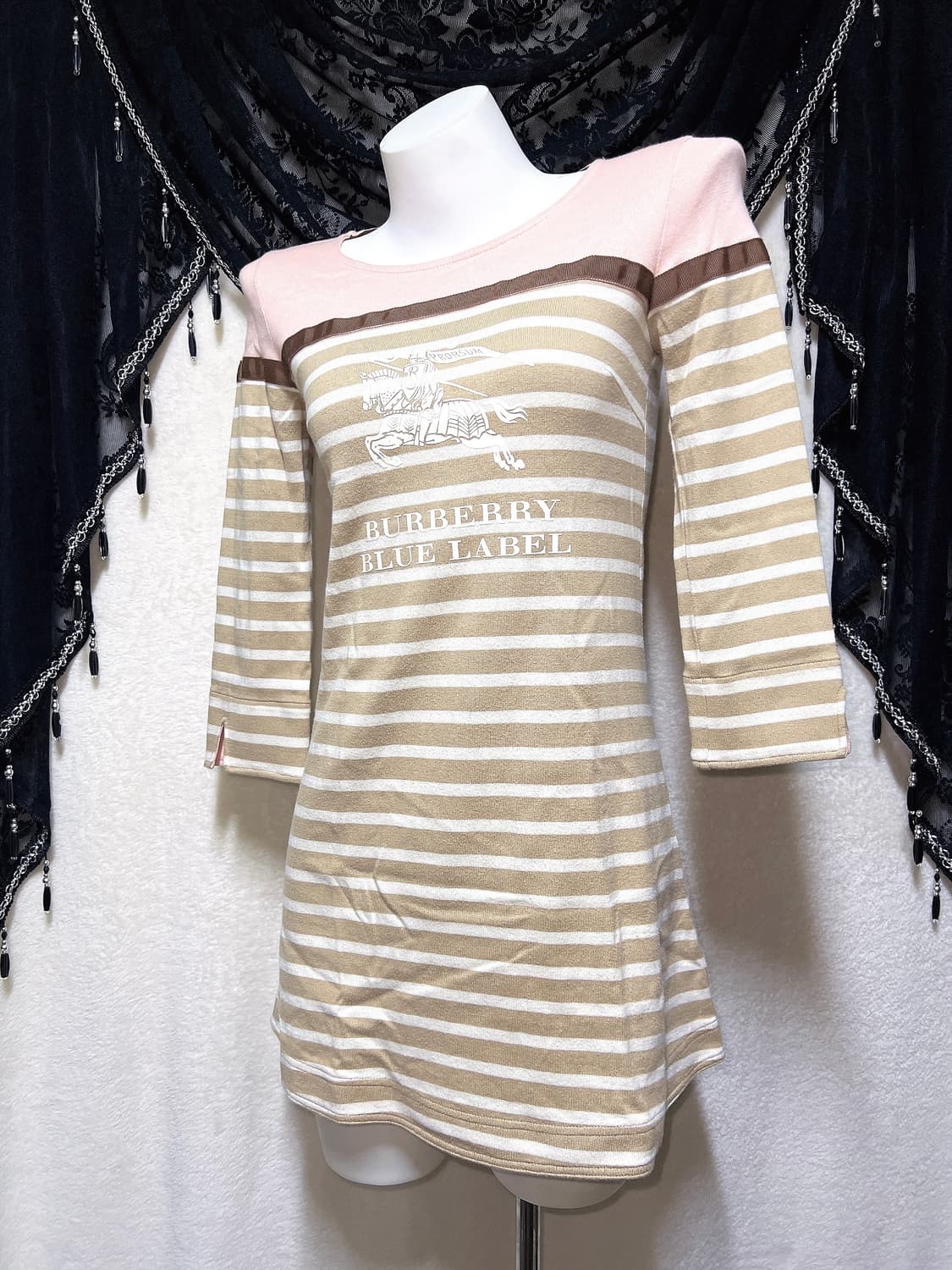 버버리 블루라벨 딸초 스트라이프 원피스 라떼갸루 로맨틱 로걀 너드 핀터 상품이미지4