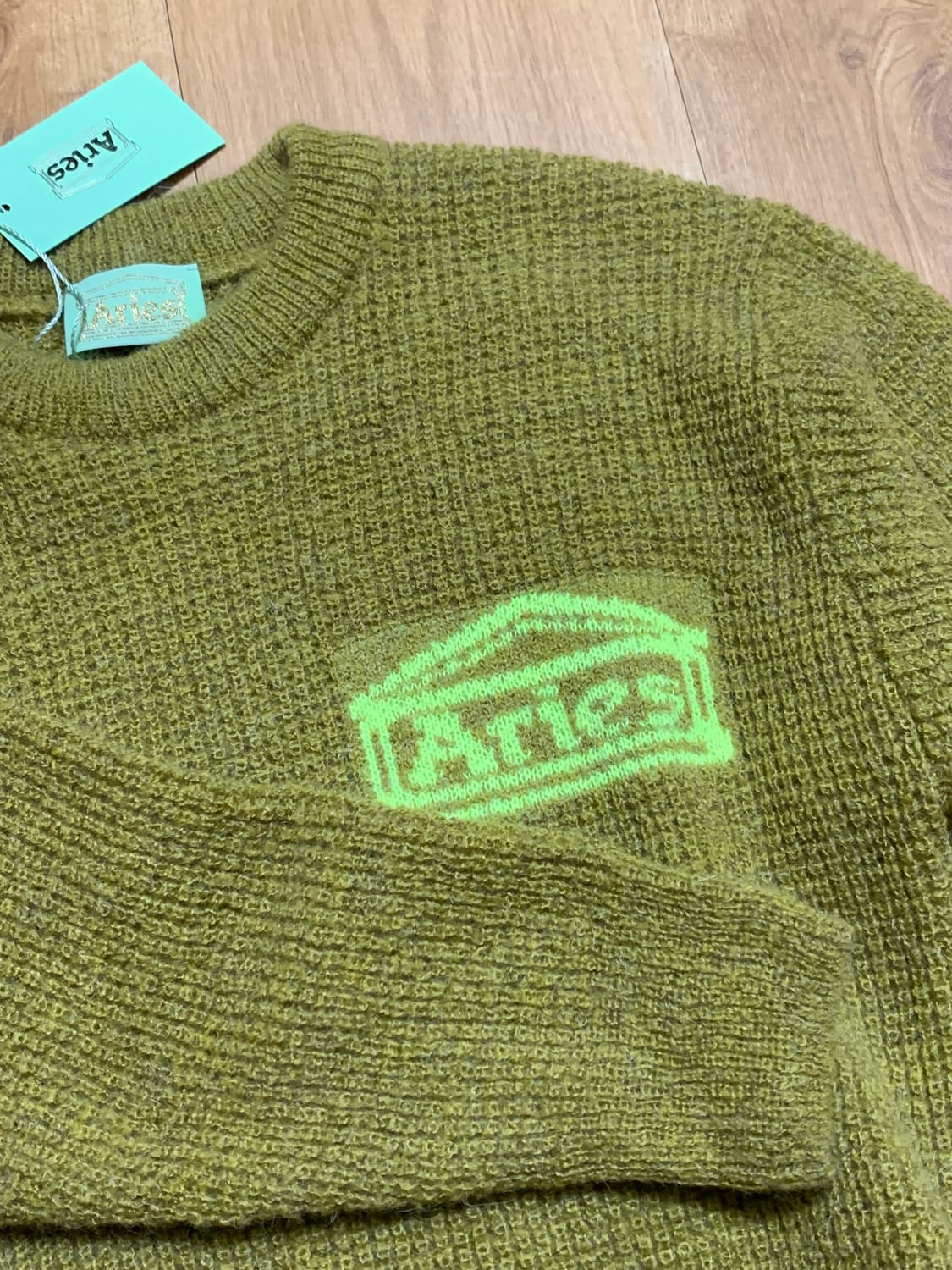Aries 에리즈 waffle knit jumper Khaki 상품이미지5