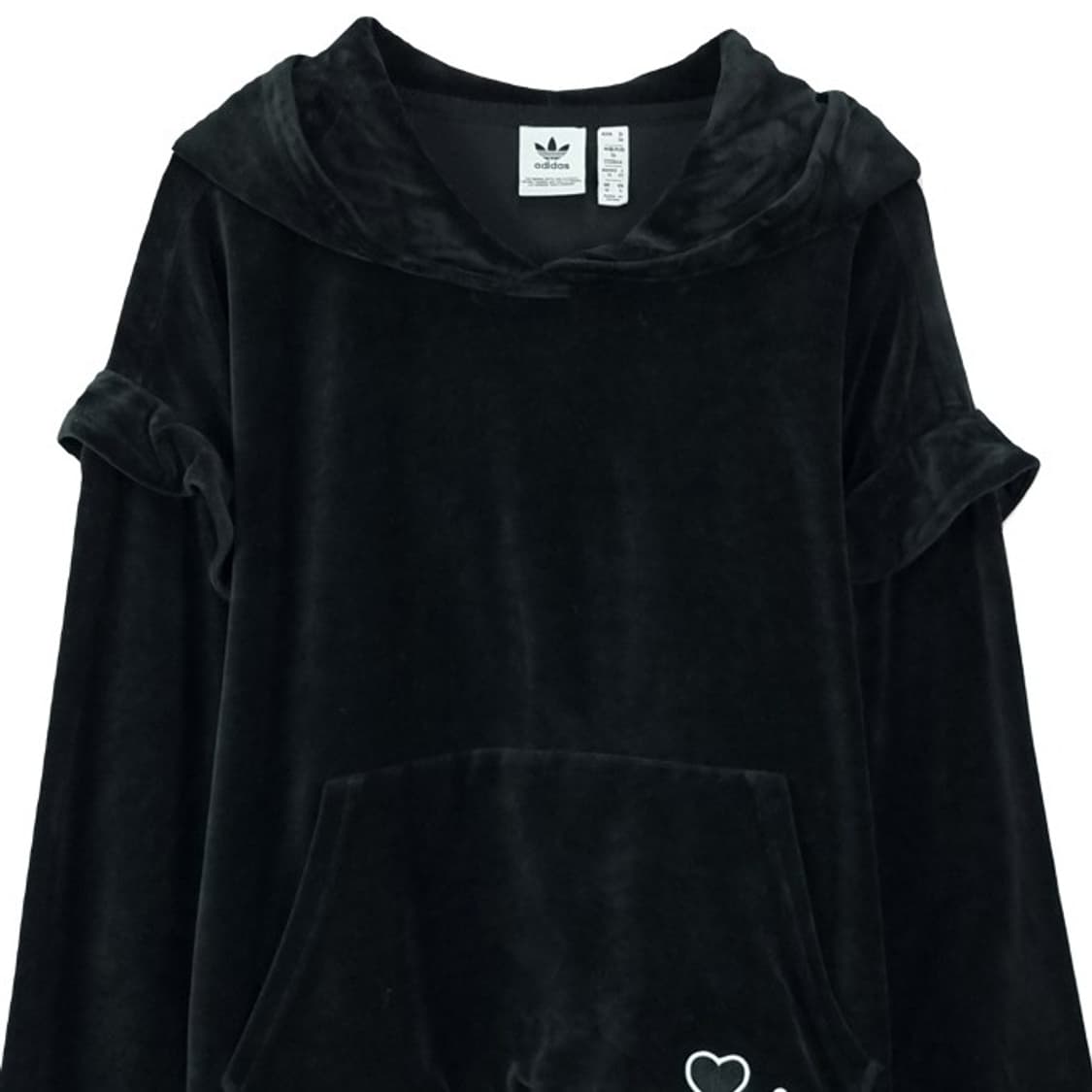 [아디다스] 오버사이즈 크롭 벨벳 후드티 블랙 M17739 상품이미지4