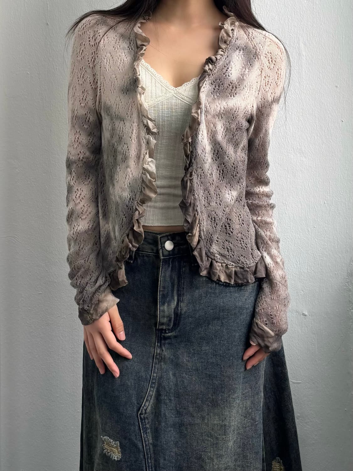 Vintage Frill Trim Cardigan  상품이미지1