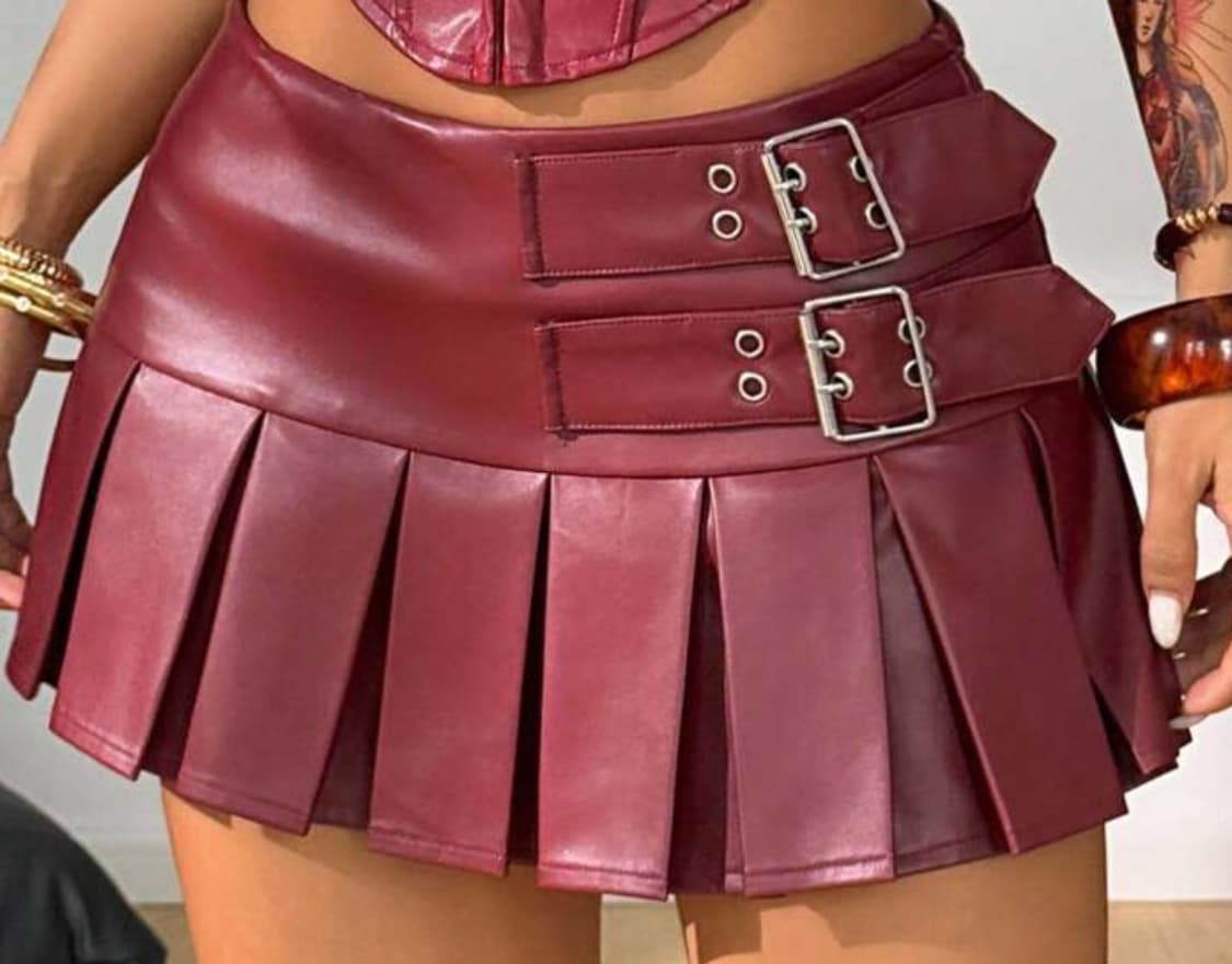레더 미니 스커트 버건디 상품이미지2