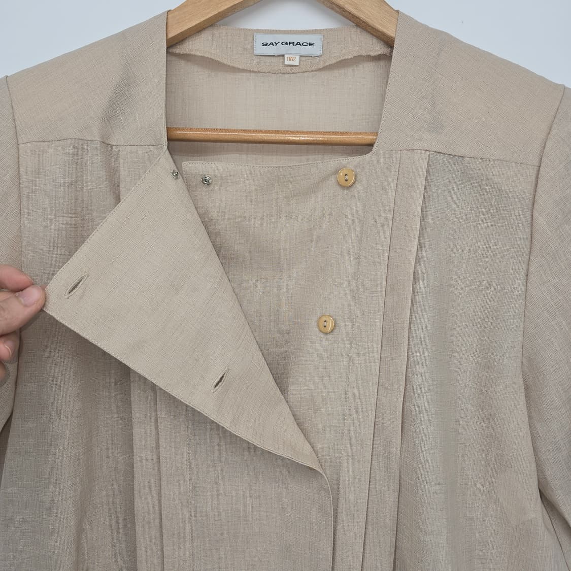 일본 빈티지 세이오라제 베이지 린넨 반팔 블라우스 상품이미지7