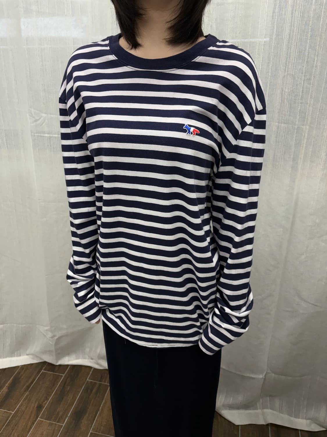 메종키츠네 스트라이프 단가라 긴팔티 상품이미지2